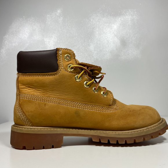 Timberland Youth Boots Waterproof Nubuck Wheat Brown Sz 3M - Picture 11 of 16